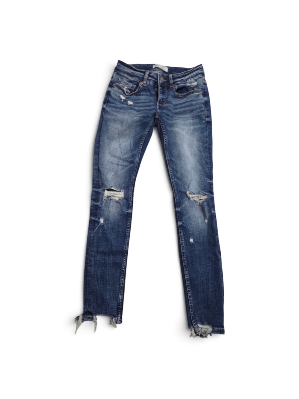 BKE Buckle Distressed Low Rise Skinny Jeans Raw Step Hem